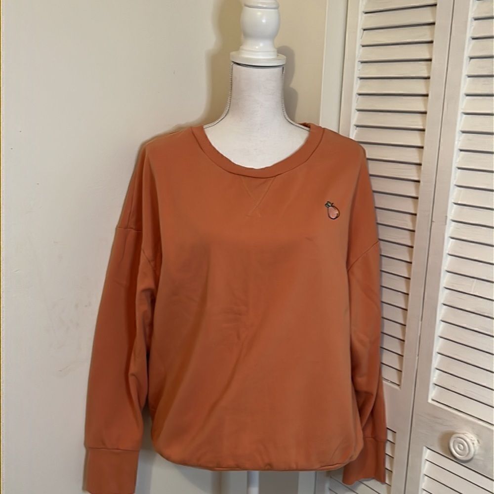 XHILARATION Orange Peach Emblem Sweatshirt. Size XL
